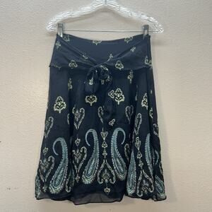 Y2K VTG Midi 100% Silk Skirt Paisley Fairy Whimsigoth Indie Boho Women’s 4-6